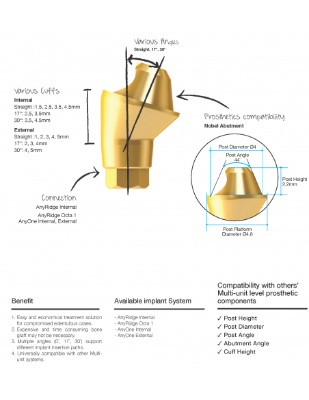 Multi Unit Abutment Temporary Cylinder  AnyRidge System