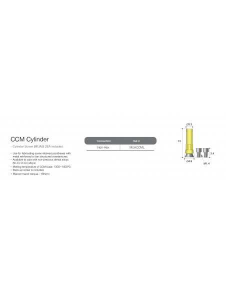 Multi Unit Abutment CCM Cylinder  AnyRidge System